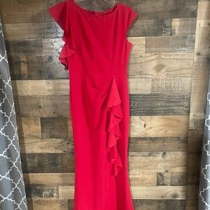 Women's Split Bodycon Mermaid Ruffles Elastic Evening Cocktail Long Dress